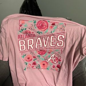 Majestic Atlanta braved pink t shirt